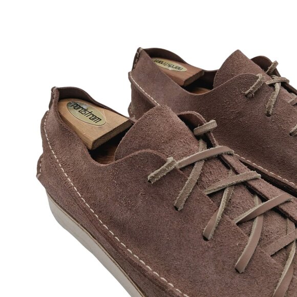 YOGI Shoes Mens Size 12 EU 46 Brown Suede Moc Toe Wedge Sole Lace Up 6658 - Picture 3 of 13